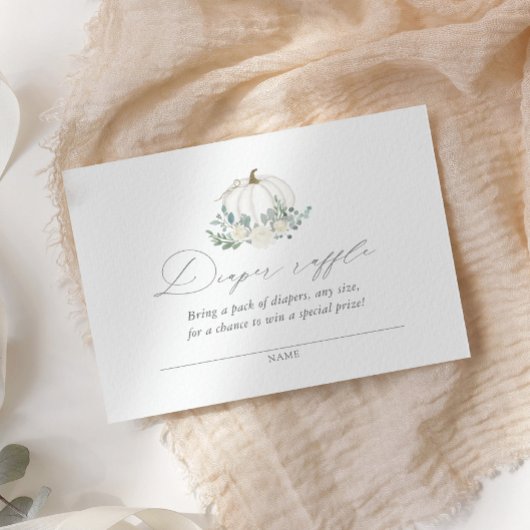 Floral Pumpkin Baby shower Diaper Raffle Ticket Informatiekaartje