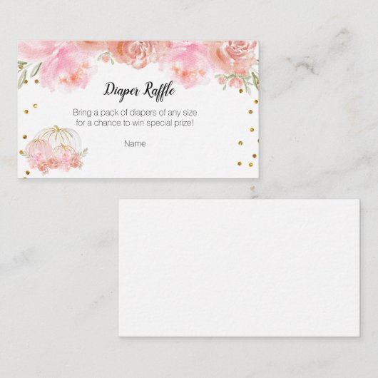 Floral Pumpkin-Baby shower - Draagbare Raffle-kaar Informatiekaartje (Voorkant / Achterkant)