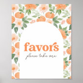 Floral Pumpkin Baby shower Favors Sign Poster (Voorkant)