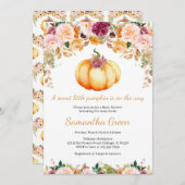 Floral Pumpkin Baby shower Kaart (Voorkant / Achterkant)