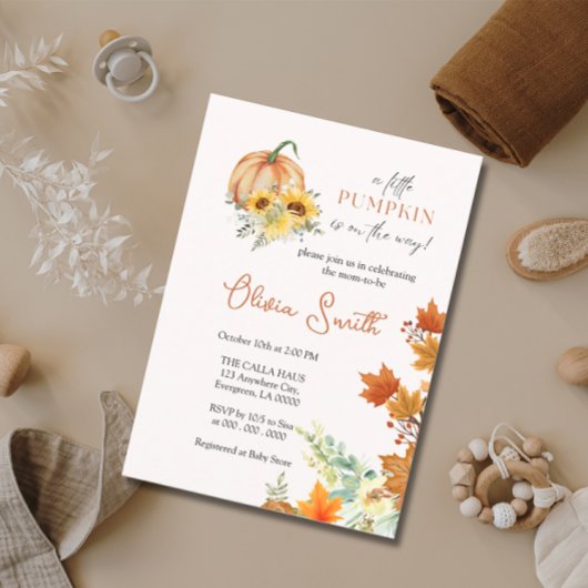 Floral Pumpkin Baby shower Kaart