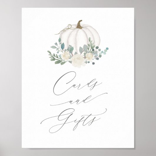 Floral Pumpkin Baby shower Kaarten en cadeaubonen Poster (Voorkant)
