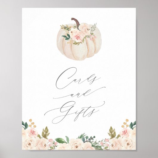 Floral Pumpkin Baby shower Kaarten en cadeaubonen Poster (Voorkant)