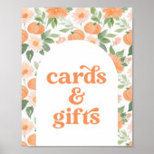 Floral Pumpkin Baby shower Kaarten en cadeaubonen Poster (Voorkant)