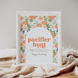 Floral Pumpkin Baby shower Pacifier Hunt Sign Poster