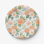 Floral Pumpkin Baby shower Papieren Bordje (Voorkant)