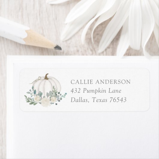 Floral Pumpkin Baby shower Return Address Etiket (Insitu)