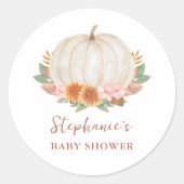 Floral Pumpkin Baby shower Ronde Sticker (Voorkant)