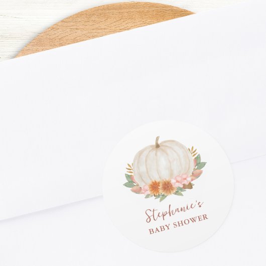 Floral Pumpkin Baby shower Ronde Sticker