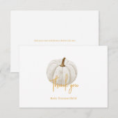 Floral Pumpkin Baby shower Waterverf botanisch Bedankkaart (Voorkant / Achterkant)