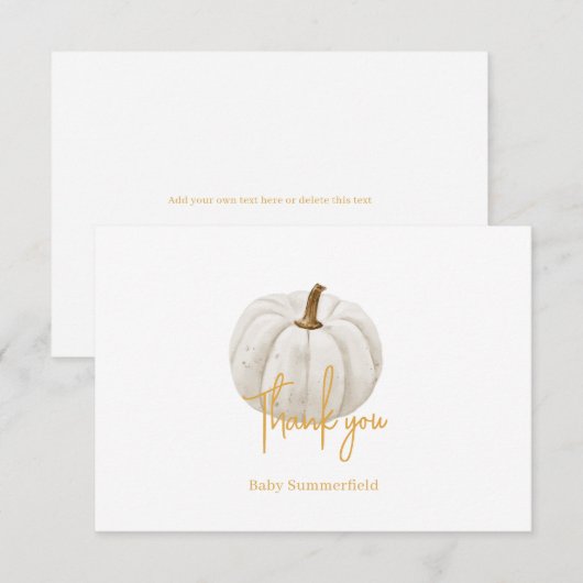 Floral Pumpkin Baby shower Waterverf botanisch Bedankkaart (Voorkant / Achterkant)