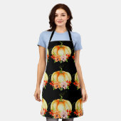 Floral Pumpkin Black Apron Schort (Gedragen)