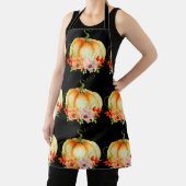 Floral Pumpkin Black Apron Schort (Insitu)