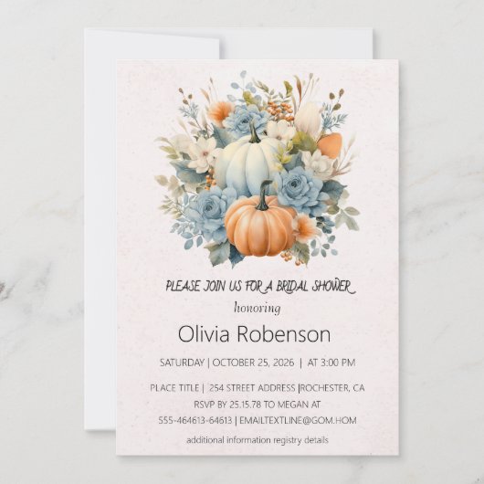 Floral Pumpkin Bridal Shower Kaart (Voorkant)