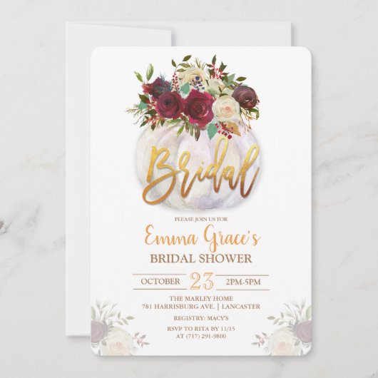 Floral Pumpkin Bridal Shower Kaart (Voorkant)