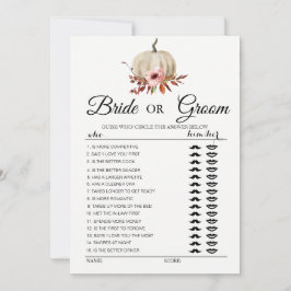 Floral pumpkin Bride of Groom game Kaart