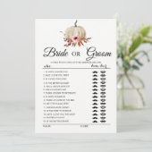 Floral pumpkin Bride of Groom game Kaart (Staand voorkant)