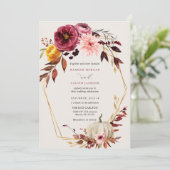 Floral Pumpkin Bruiloft uitnodiging (Staand voorkant)