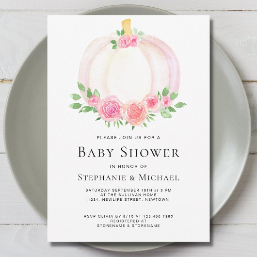 Floral Pumpkin Couples Baby shower Uitnodiging