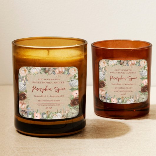 Floral Pumpkin Craft Paper Productlabel Vierkante Sticker