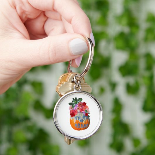 Floral Pumpkin Cutout Ontwerp voor Herfst Lente Sleutelhanger (Hand)