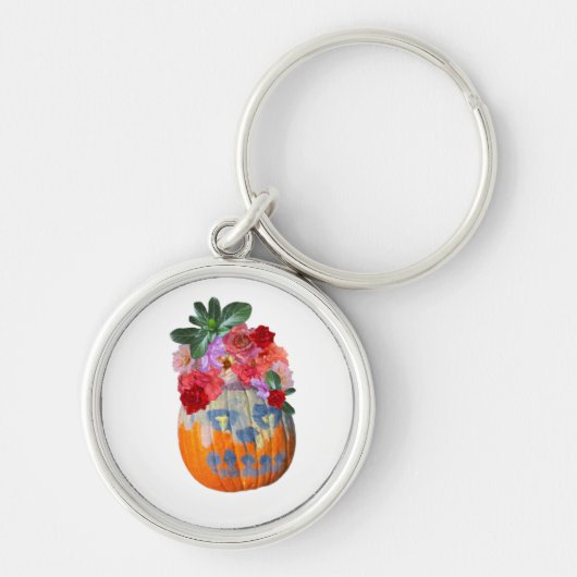 Floral Pumpkin Cutout Ontwerp voor Herfst Lente Sleutelhanger (Voorkant)