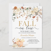 Floral Pumpkin Fall in Love Baby Shower Kaart (Voorkant)