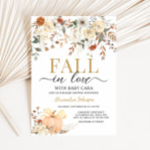 Floral Pumpkin Fall in Love Baby Shower Kaart