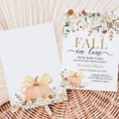 Floral Pumpkin Fall in Love Baby Shower Kaart