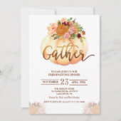 Floral Pumpkin Friendsgiving diner uitnodiging (Voorkant)