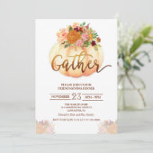 Floral Pumpkin Friendsgiving diner uitnodiging (Staand voorkant)