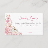 Floral Pumpkin Girl Diaper Raffle Card Informatiekaartje (Voorkant)