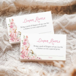 Floral Pumpkin Girl Diaper Raffle Card Informatiekaartje