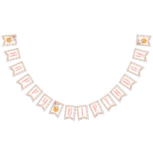 Floral Pumpkin Happy Birthday-banner - Roze streep Vlaggetjes