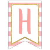 Floral Pumpkin Happy Birthday-banner - Roze streep Vlaggetjes (Tweede vlag)