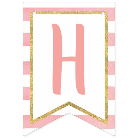 Floral Pumpkin Happy Birthday-banner - Roze streep Vlaggetjes (Tweede vlag)