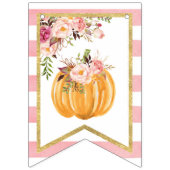 Floral Pumpkin Happy Birthday-banner - Roze streep Vlaggetjes (Eerste vlag)