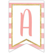 Floral Pumpkin Happy Birthday-banner - Roze streep Vlaggetjes (Derde vlag)