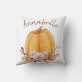 Floral Pumpkin Herfst Autumn Name Girls Room Kussen (Achterkant)
