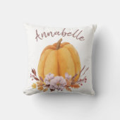 Floral Pumpkin Herfst Autumn Name Girls Room Kussen (Voorkant)