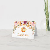 Floral Pumpkin Herfst Baby shower Hartelijk dank Bedankkaart (Voorkant)
