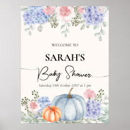 Floral Pumpkin Herfst Baby shower Welkomstbord Poster