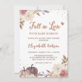 Floral Pumpkin Herfst in Love Baby shower Invitati Kaart (Voorkant)
