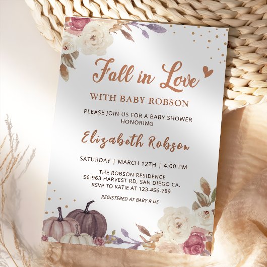 Floral Pumpkin Herfst in Love Baby shower Invitati Kaart