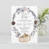 Floral Pumpkin Herfst Thanksgiving Dinner Kaart (Staand voorkant)