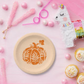 Floral Pumpkin Herfst Thanksgiving Papieren Bordje (Feest)