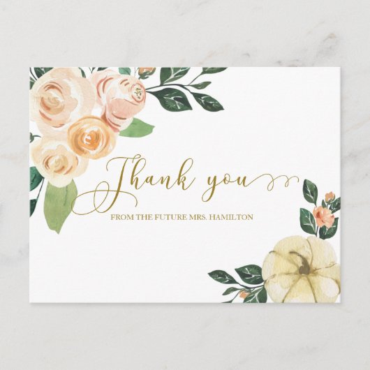 Floral Pumpkin Herfst Vrijgezellenfeest dank u Briefkaart (Voorkant)