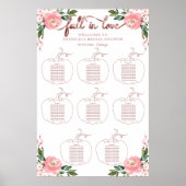 Floral Pumpkin Herfst Vrijgezellenfeest Zitkaart Poster (Voorkant)