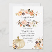 Floral Pumpkin Housewarming Party Invite Kaart (Voorkant)