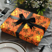 Floral Pumpkin Jack O'Lantern Pattern Cadeaupapier